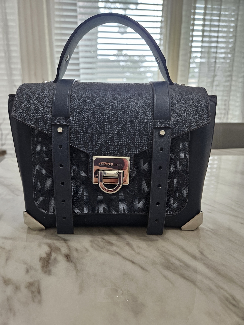 Michael Kors Black Logo Jacquard Top-Handle Satchel